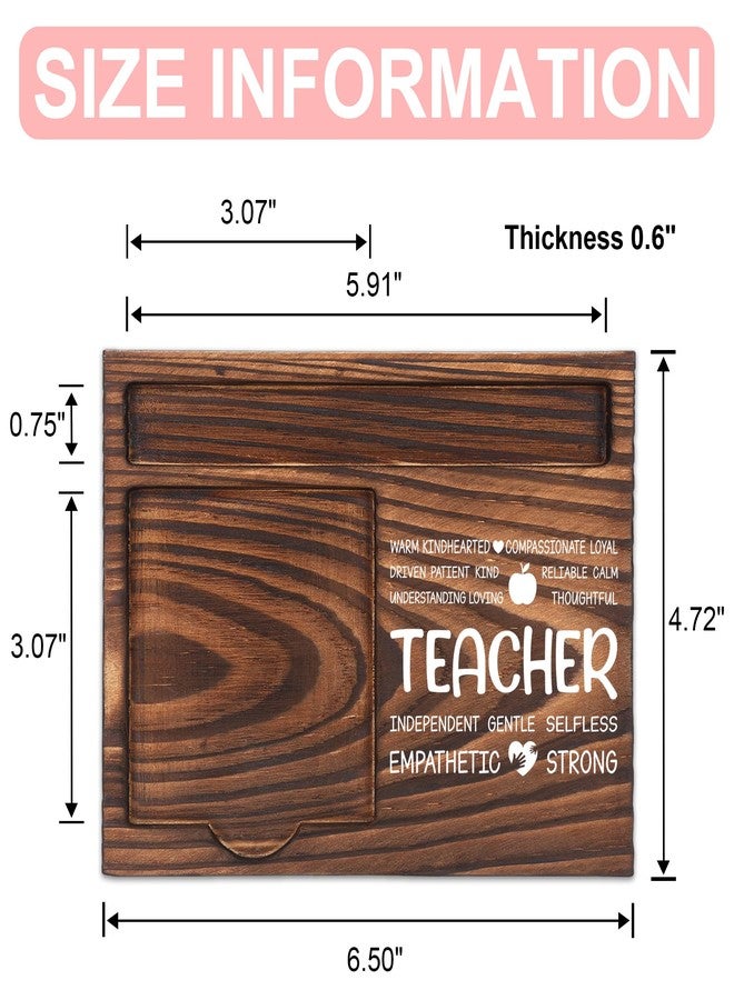 FTONENI Teacher Appreciation Gifts, Thank You Gifts for Teacher Day, School Office Coworkers Staff Appreciation Gifts, Sticky Note Holder Wooden Notepad & Pen Holder 6.5" x 4.7" - FTA257 - Image 2