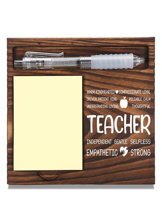 FTONENI Teacher Appreciation Gifts, Thank You Gifts for Teacher Day, School Office Coworkers Staff Appreciation Gifts, Sticky Note Holder Wooden Notepad & Pen Holder 6.5" x 4.7" - FTA257 - Image 1