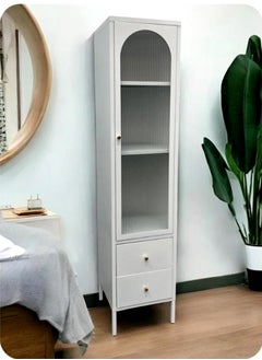 Living Glass Door Storage Cabinet With Steel Frame 180 CM  - Image 1