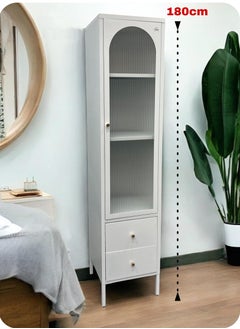 Living Glass Door Storage Cabinet With Steel Frame 180 CM  - Image 2