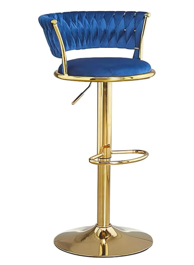 DubaiGallery كراسي بار دوارة من المخمل، كرسي بار بارتفاع قابل للتعديل مع ظهر منسوج، كراسي طعام مطرزة للمطبخ، كراسي بار حديثة لجزيرة المطبخ، مقهى، حانة، عداد بار - Image 1