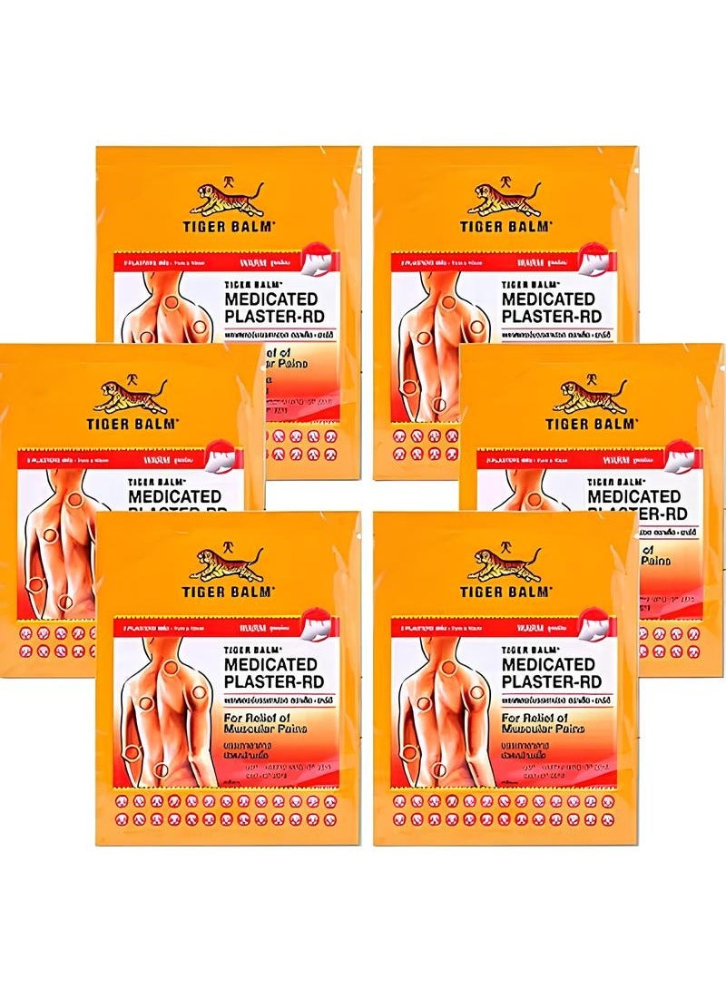 Tiger Balm Medicated Plaster - WARM - PAIN RELIEF Pack Of 6 (10*14 cm)