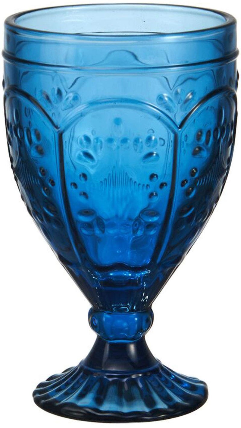 Fitz & Floyd Fitz and Floyd Trestle Glassware Ornate Goblets, 4 Count (Pack of 1), Indigo - Image 1