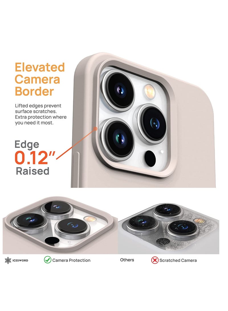 ELTRAZONE iPhone 13 Pro Max Case Stone, Cute Liquid Silicone Slim Protective Phone Case, Soft Anti-Scratch Microfiber Lining, Matte Light Beige, Tan, Cream, Warm Sand Pearl Cute - Image 2