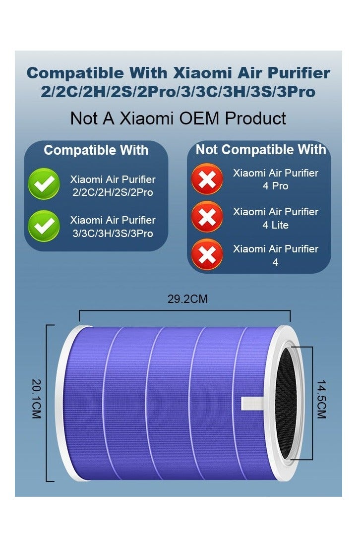 Y&D Third-party Replaceable Air Purifier Cartridge Filter Replacement Inner Core Filter Activated Carbon Clean Air Dust Removal HEPA-Grade Odor Elimination High Efficiency Dust Pollen Pet Dander Removal Fit for Xiaomi Model Changable Filter Suitable for Home Bedroom Office - Image 2