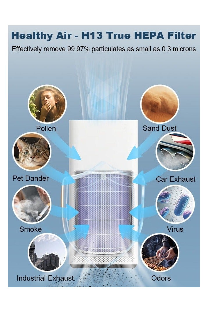 Y&D Xiaomi Genuine Replacement Air Purifier Filter Replaceable Inner Core Filter Activated Carbon Pure Air for Dust Allergens Odors Filter Clean Air Dust Removal 3-in-1 H13 True HEPA-Grade Odor Elimination High Efficiency Dust Pollen Pet Dander Removal Compatible with Xiaomi Model Changable Filter Suitable for Home Bedroom Office - Image 3
