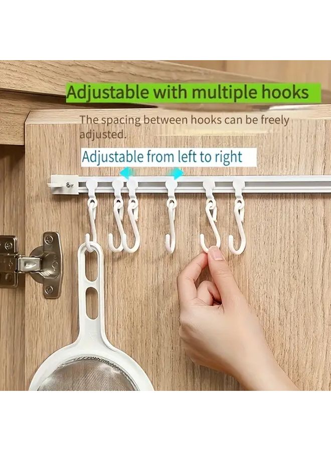 2pcs Sliding Track Hooks No Drilling Adhesive S Hooks Kitchen Cabinet Bathroom Storage - Image 4