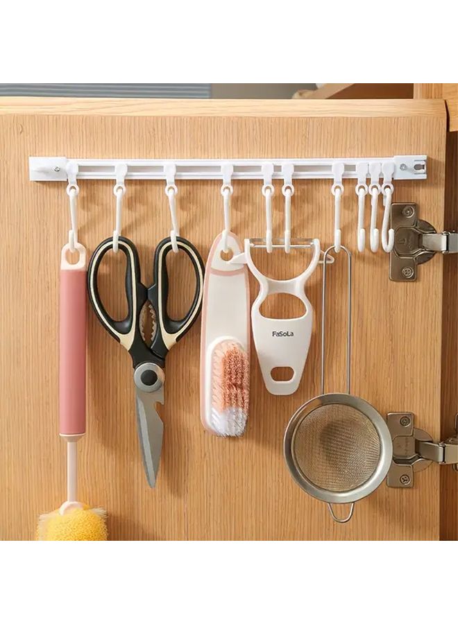 2pcs Sliding Track Hooks No Drilling Adhesive S Hooks Kitchen Cabinet Bathroom Storage - Image 2