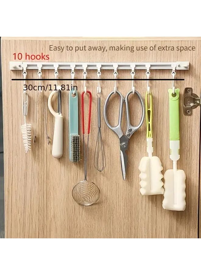 2pcs Sliding Track Hooks No Drilling Adhesive S Hooks Kitchen Cabinet Bathroom Storage - Image 3