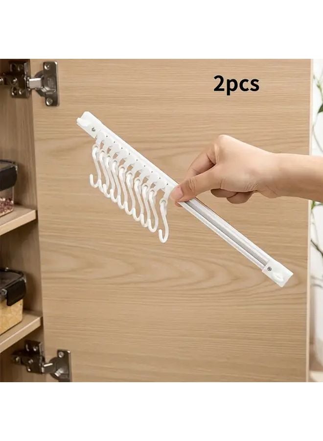 2pcs Sliding Track Hooks No Drilling Adhesive S Hooks Kitchen Cabinet Bathroom Storage - Image 1