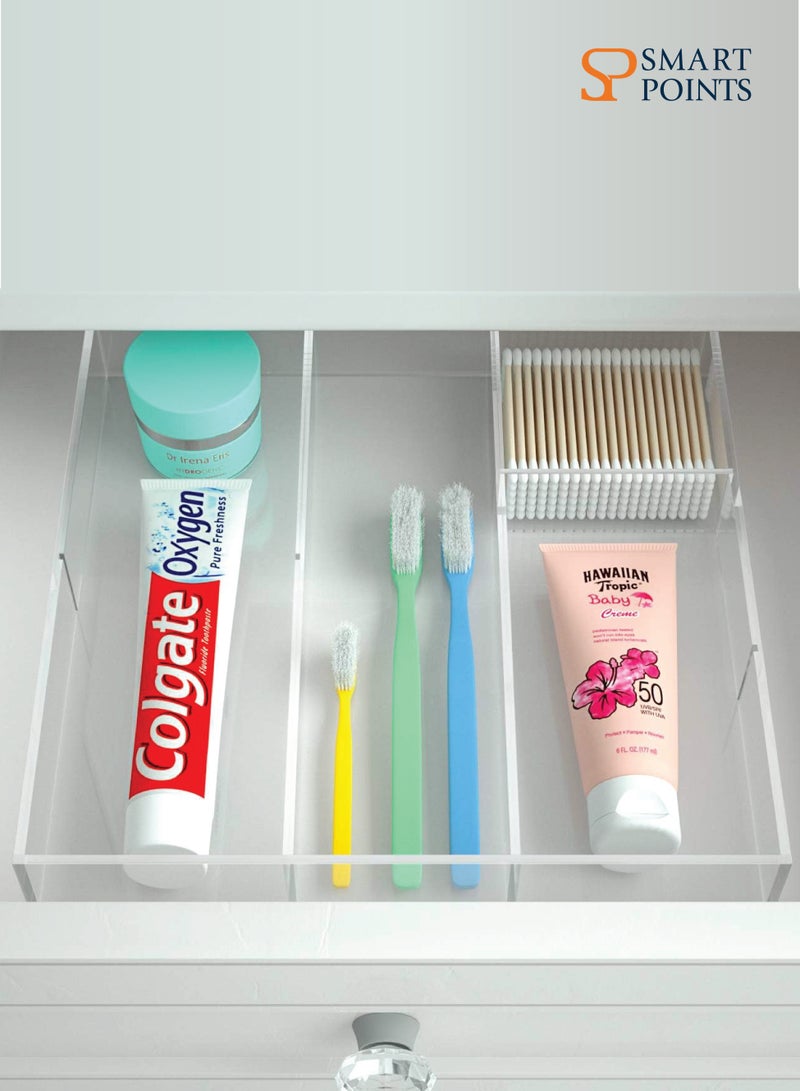 SMARTPOINTS Acrylic Drawer Organizer, 6 Section Clear Makeup Tray Organizer for Drawer Office Bedroom(11.8x11.8 inch) - Image 3