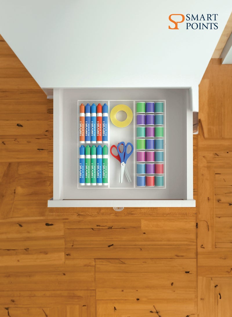 SMARTPOINTS Acrylic Drawer Organizer, 6 Section Clear Makeup Tray Organizer for Drawer Office Bedroom(11.8x11.8 inch) - Image 5