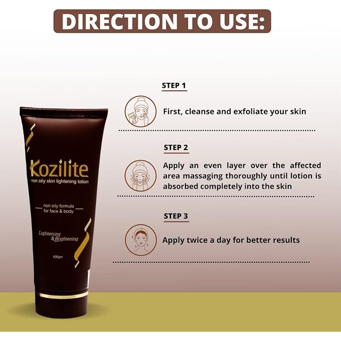 ETHIGLO Kozilite_Non Oily Lotion for Face & Body - 100gm - Pack of 1 - Image 2