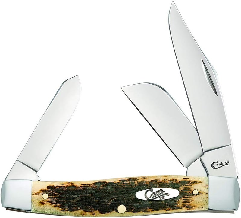 Case XX WR Pocket Knife Amber Jigged Bone Large Stockman Cv Item #204 - (6375 Cv) - Length Closed: 4 1/4 Inches - Image 1