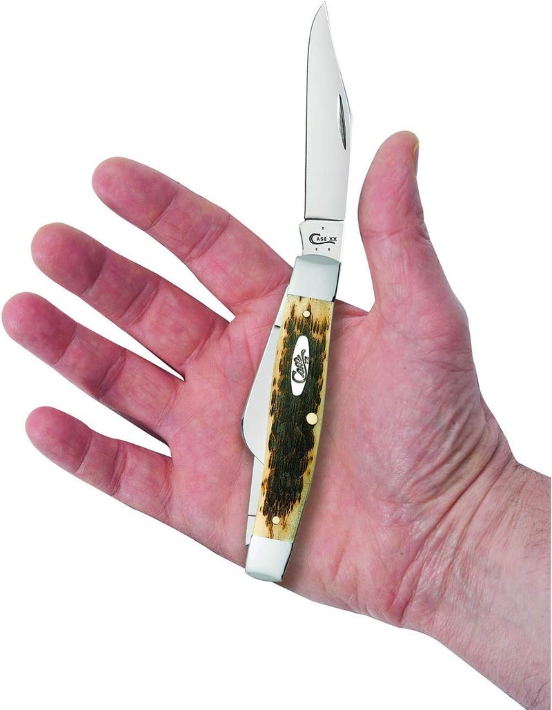 Case XX WR Pocket Knife Amber Jigged Bone Large Stockman Cv Item #204 - (6375 Cv) - Length Closed: 4 1/4 Inches - Image 5