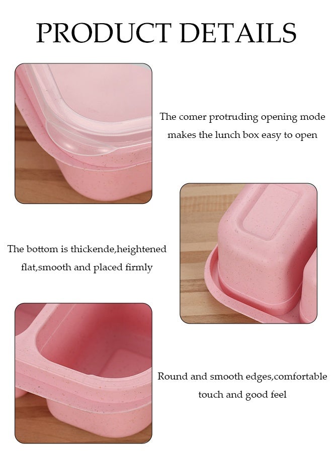 DUNISO 4-Piece Three Compartment Lunch Box Set, Wheat Straw Lunch Box, Food Storage Container, Microwavable and Dishwasher Safe, Reusable Snack Box for Work, School and Travel.  - Image 5