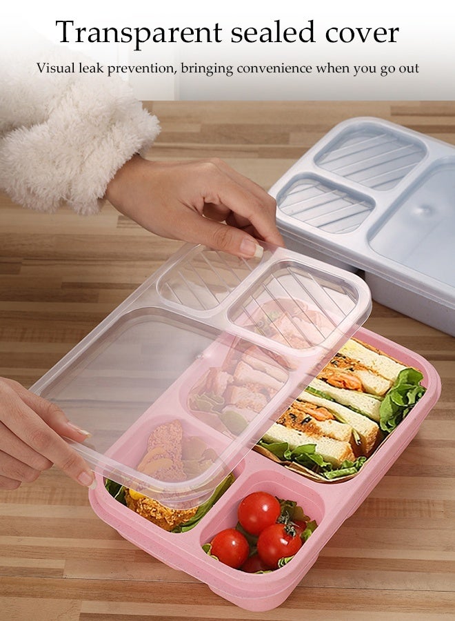 DUNISO 4-Piece Three Compartment Lunch Box Set, Wheat Straw Lunch Box, Food Storage Container, Microwavable and Dishwasher Safe, Reusable Snack Box for Work, School and Travel.  - Image 4