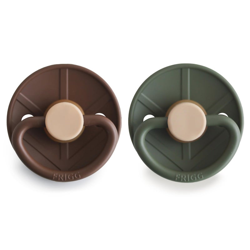 FRIGG Little Viking Natural Rubber Baby Pacifier 2-Pack | Made in Denmark | BPA-Free (Cocoa/Olive, 6-18 Months) - Image 2
