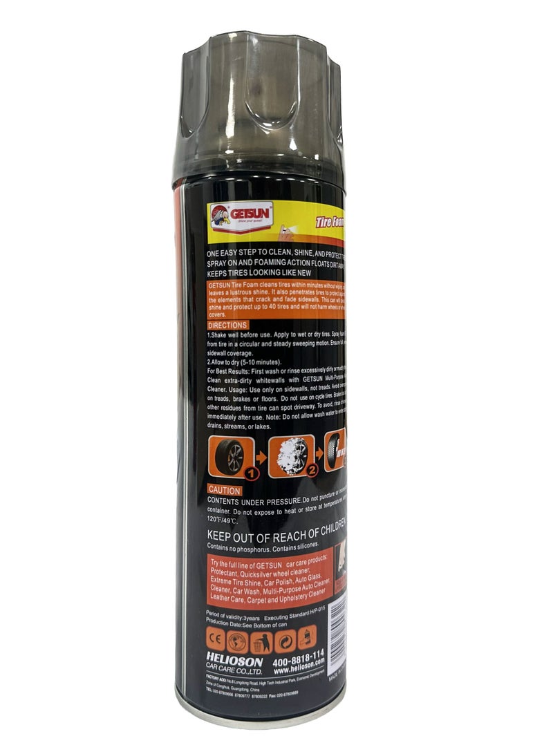 GETSUN 4X Tire Foam 650ml – Tire Cleaner and Shine Foam for Cleaning, Protecting and Restoring Tire Appearance - Image 2