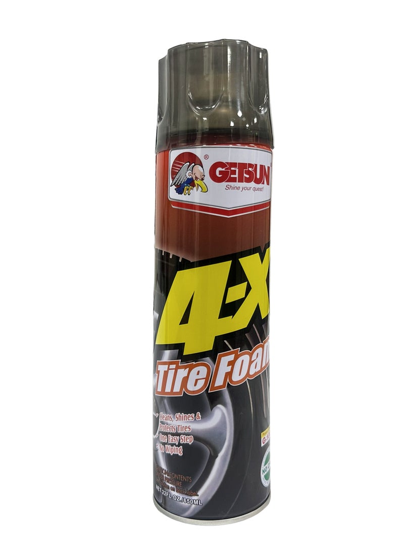 GETSUN 4X Tire Foam 650ml – Tire Cleaner and Shine Foam for Cleaning, Protecting and Restoring Tire Appearance - Image 1