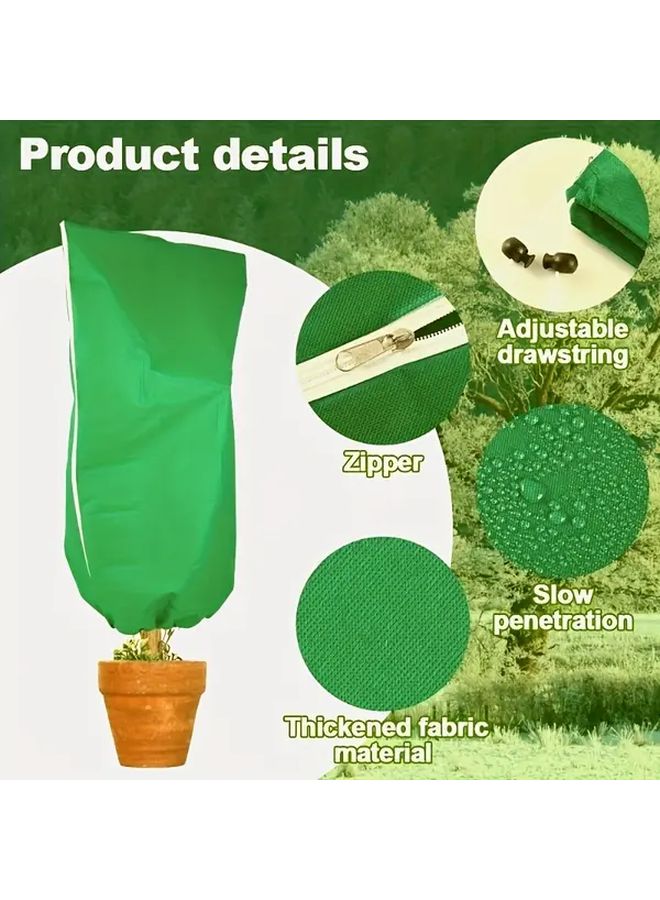 Large Plant Frost Protection Bags Green 31 5x47 24 Inch 2pcs Winter Tree Covers - Image 2