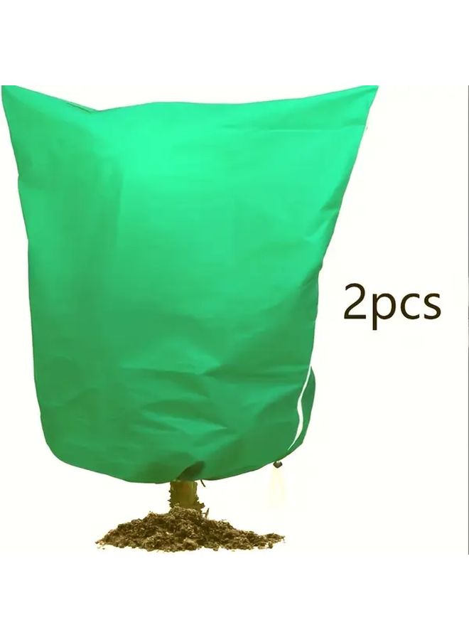 Large Plant Frost Protection Bags Green 31 5x47 24 Inch 2pcs Winter Tree Covers - Image 4