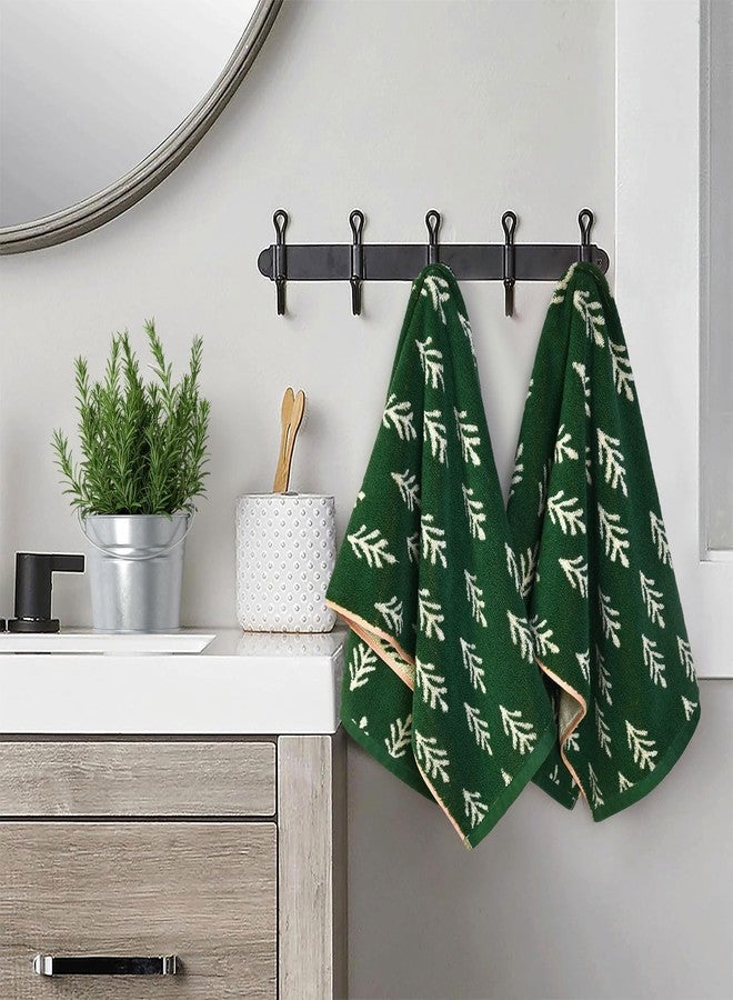 Jacquotha Set of 6 Hand Towels for Bathroom Kitchen - Quick Dry Cotton Towels, Forest Green Farmhouse Retro Decorative Towel for Spring St Patricks Day Gifts - Image 2