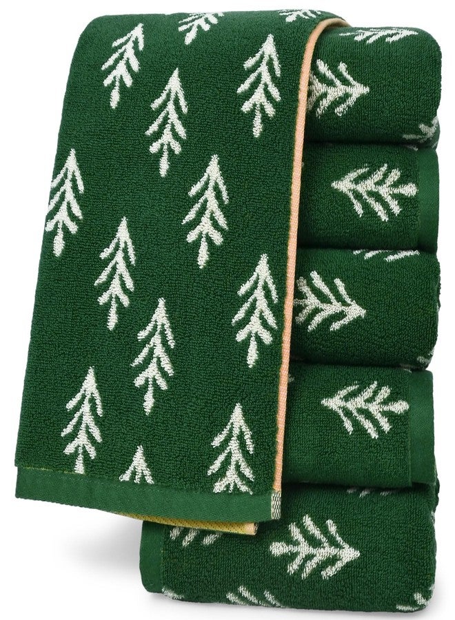 Jacquotha Set of 6 Hand Towels for Bathroom Kitchen - Quick Dry Cotton Towels, Forest Green Farmhouse Retro Decorative Towel for Spring St Patricks Day Gifts - Image 1
