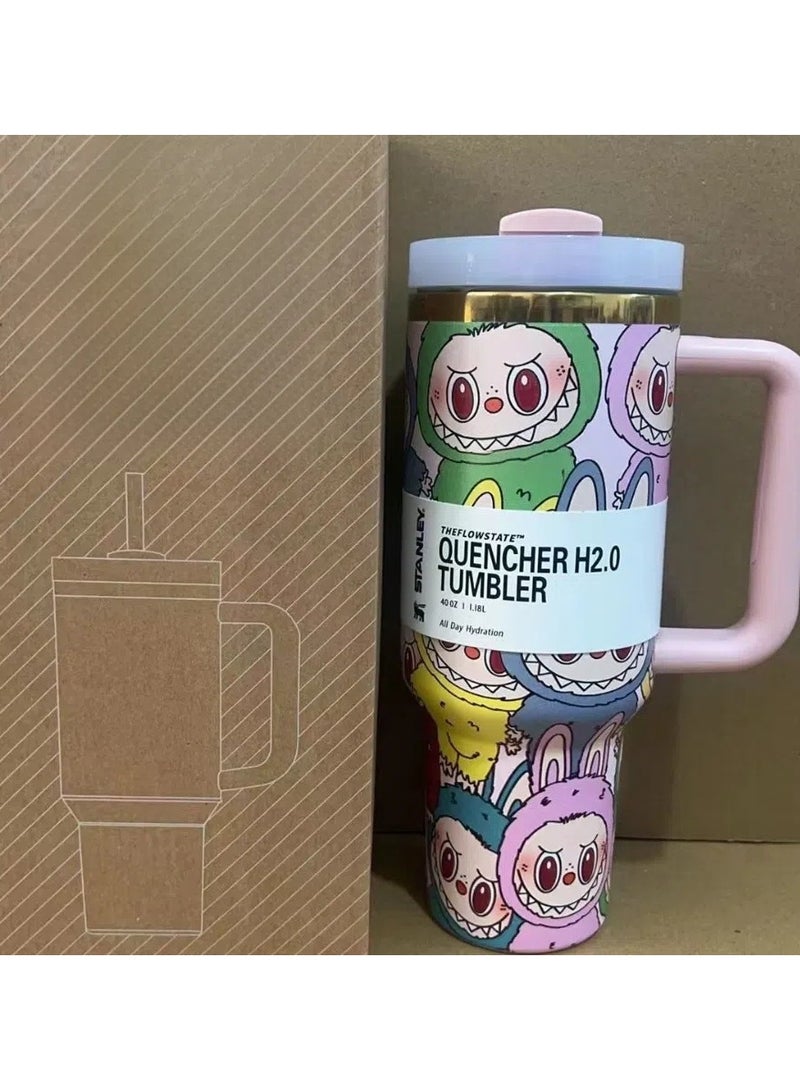 general Labubu 40oz Ice Mug 304 Stainless Steel Double Layer Vacuum Insulated Mug Extra Long Cooling 24 Hours + Leak-proof Straw Design Stylish Portable Drinking Device - Image 1