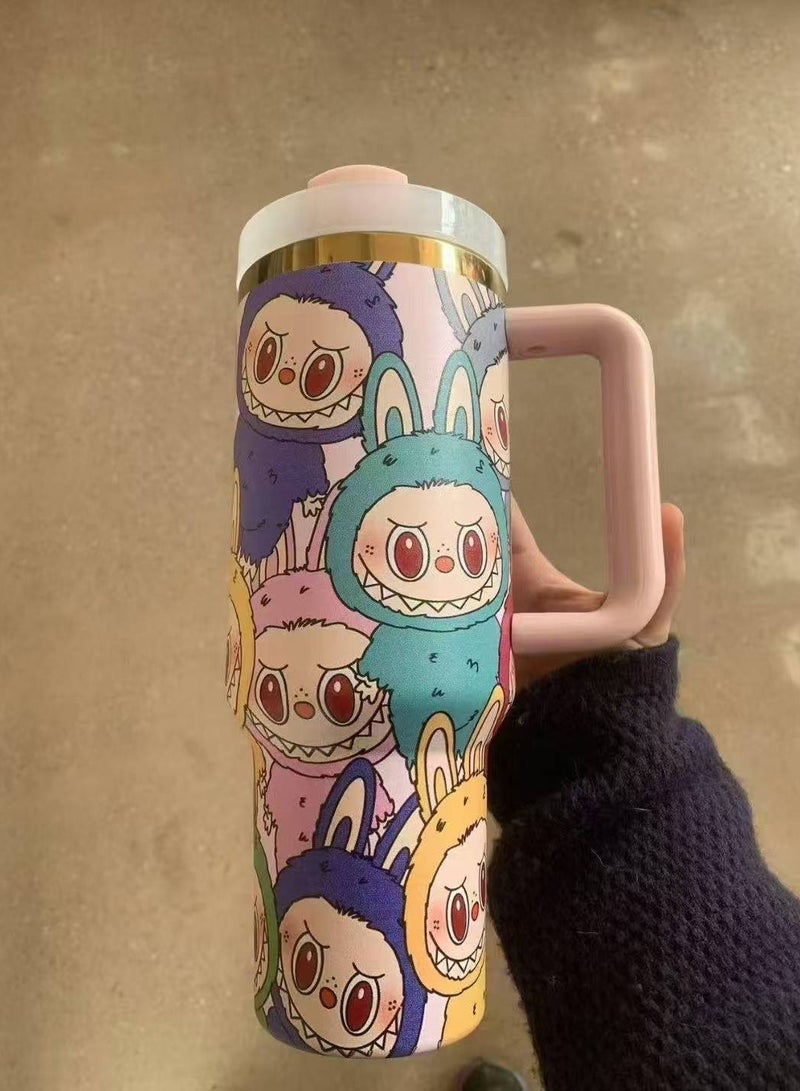 general Labubu 40oz Ice Mug 304 Stainless Steel Double Layer Vacuum Insulated Mug Extra Long Cooling 24 Hours + Leak-proof Straw Design Stylish Portable Drinking Device - Image 2
