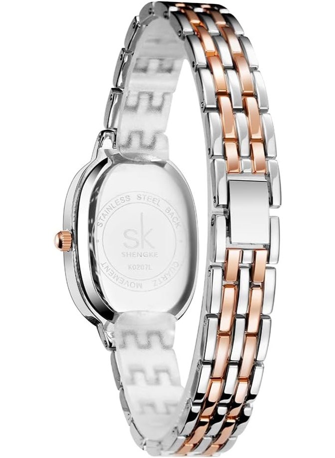 SHENGKE SK Women’s Oval-Shaped Crystal-Accented Solid Alloy Steel Bracelet Watch - Image 2