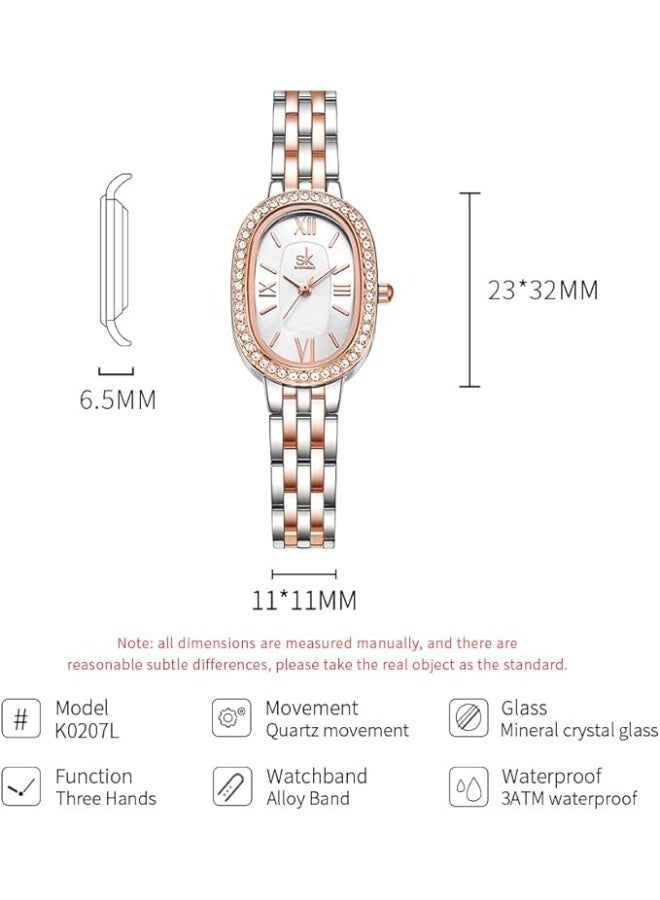 SHENGKE SK Women’s Oval-Shaped Crystal-Accented Solid Alloy Steel Bracelet Watch - Image 5