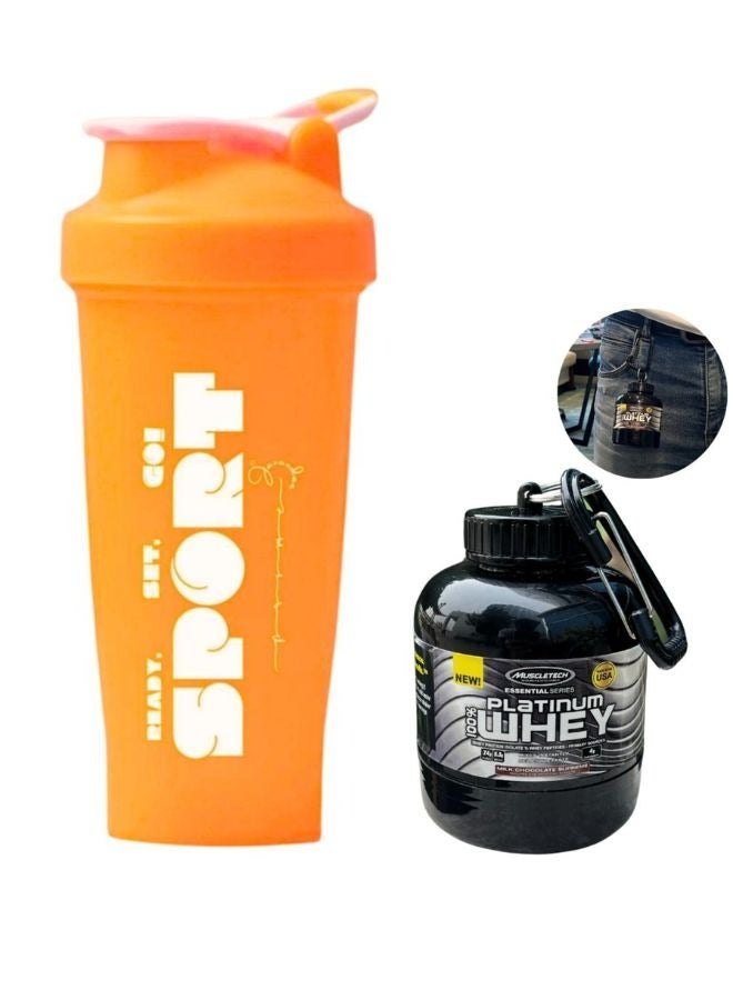 SPORT Protein Shaker Bottle Portable Supplement Mixer Cup with Powder Storage for Running Cycling Fitness - Image 1