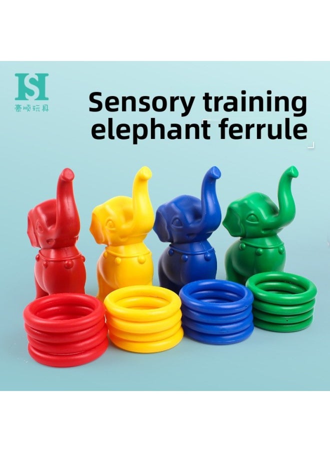 Generic - Elephant Ring Children's Sensory Training Equipment Home Sports Children's Hand-eye Coordination Stall Toy Game Throwing-Color:Red Elephant Ferrule 4 Rings - Image 1