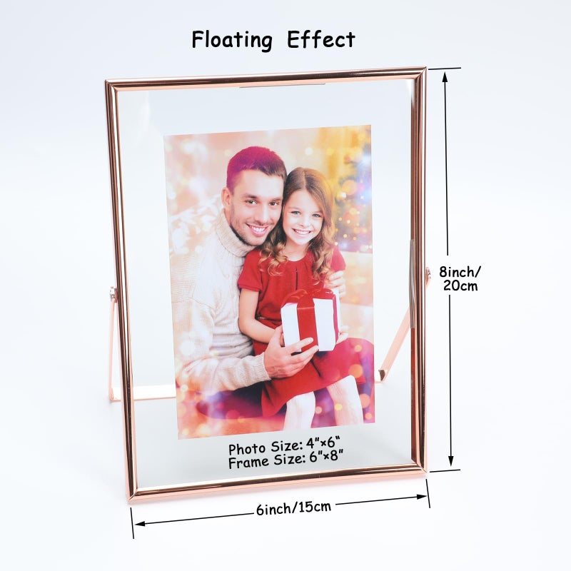 أهاجو Ahago Rose Gold Floating Frame (6 ""؟ 8 "" Set 2 Set) للصورة 5x7 4x6 3.5x5 إطارات صور الطاولة على الطاولة هدية راقية لمهرجان الزفاف أو المكتب د؟ - Image 3