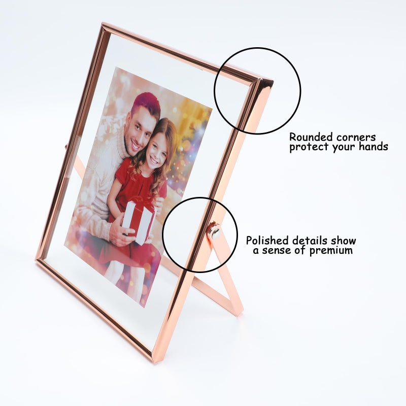 أهاجو Ahago Rose Gold Floating Frame (6 ""؟ 8 "" Set 2 Set) للصورة 5x7 4x6 3.5x5 إطارات صور الطاولة على الطاولة هدية راقية لمهرجان الزفاف أو المكتب د؟ - Image 4