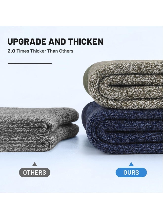 Thick Wool Socks for Mens, Size 36-47 (7-12), Warm Winter Soft Thermal Socks, Cozy Winter Socks for Mens Gifts (5 Pairs) - Image 2