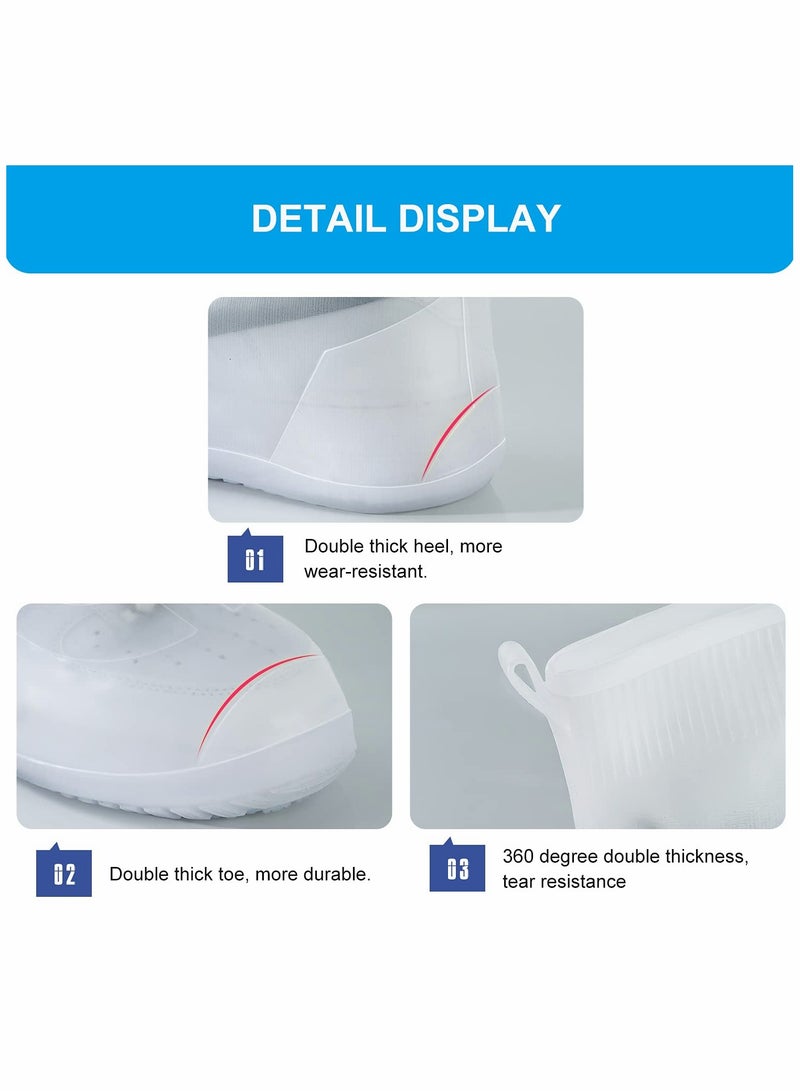 SOLARAE Waterproof Silicone Shoe Cover, Reusable Rain Shoe Cover, Foldable Anti-Slip Rain Shoe Cover for Men and Women Rainy Days (White XL) - Image 2