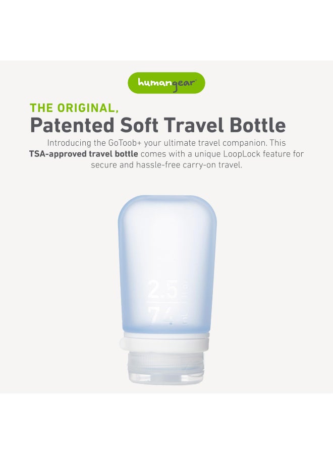 humangear GoToob Medium Refillable Silicone Travel Bottle Locking Lid FoodSafe Material Blue Medium 25 floz 74ml - Image 4
