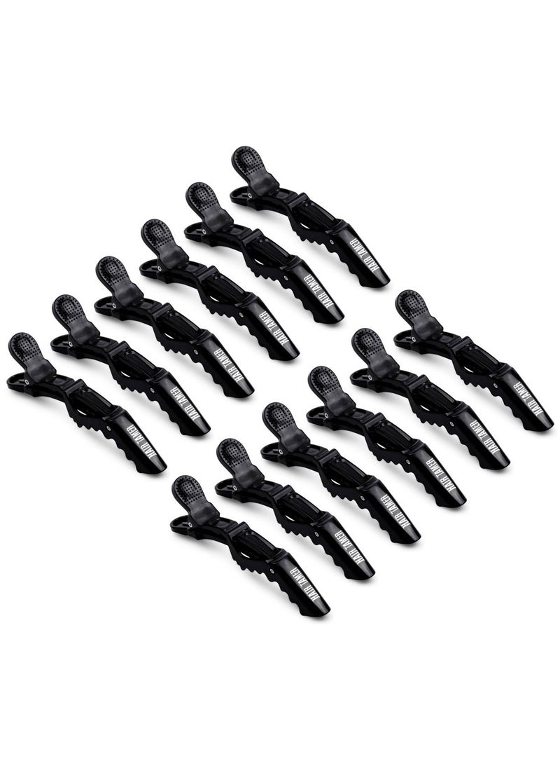Hair Tamer - Hair Tamer Black Croc Hair Styling Clips - 12 Pack - Image 1