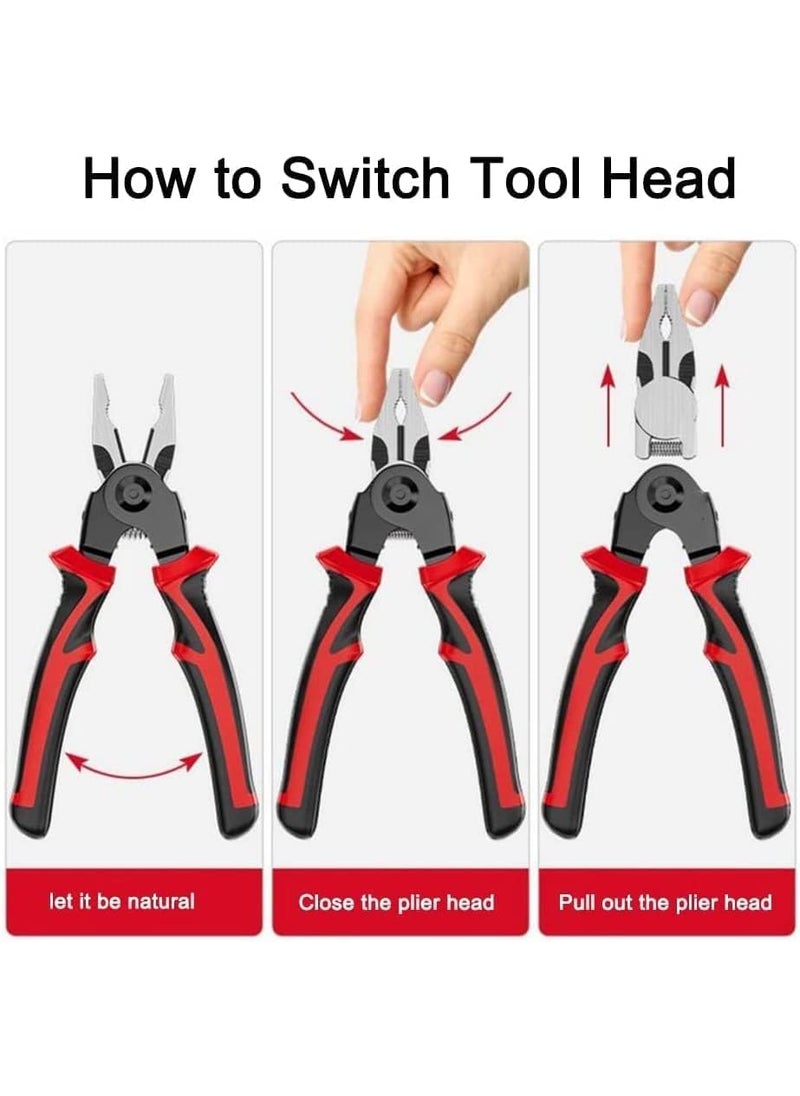 VAEGI VAEGI 5In1 Multifunctional Wire Stripper Combination Interchangeable Pliers Kit Wire Stripper Wire Crimping Tool Linesman Pliers Cable Cutter Electricians Scissor with Storage Case  - Image 2
