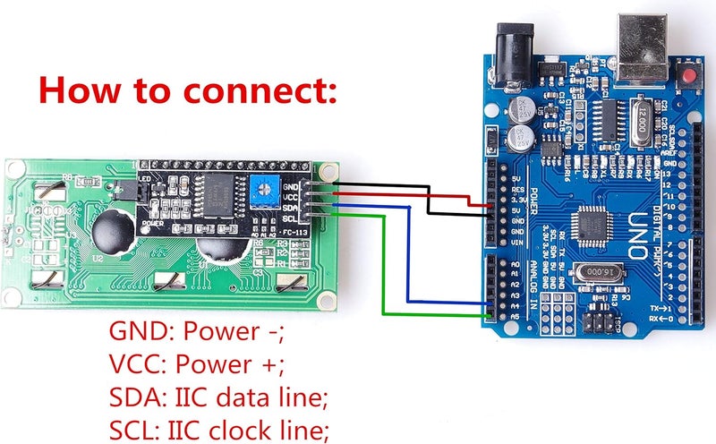 KNACRO IIC/I2C/TWI 1602 Serial Blue Backlight LCD Module Arduino UNO R3 MEGA2560 16 X 2, 1602 Blue - Image 3