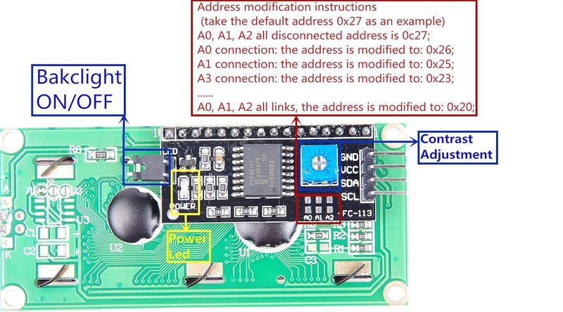 KNACRO IIC/I2C/TWI 1602 Serial Blue Backlight LCD Module Arduino UNO R3 MEGA2560 16 X 2, 1602 Blue - Image 4
