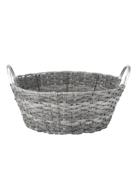 Elegant Design Rattique Bathroom Basket with Handle Grey and Chrome 20 x 10.5 x 0.5 cm 6084-7791-GW