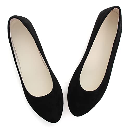 Dear Time Women Flat Shoes Comfortable Slip on Pointed Toe Ballet Flats, Simple Black, 6.5 - Image 3