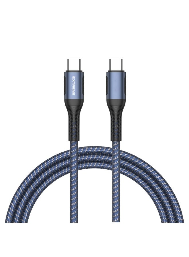 G-TiDe Type-C to Type-C Cable 3A 60W Fast Charging, Extreme Braided Type-C to Type-C Data Cable, Durable Flexible Design, Supports Sync & Charge for Smartphones, Tablets, Laptops, MacBook, iPhone 15, iPad & More - EXC58 - Image 1