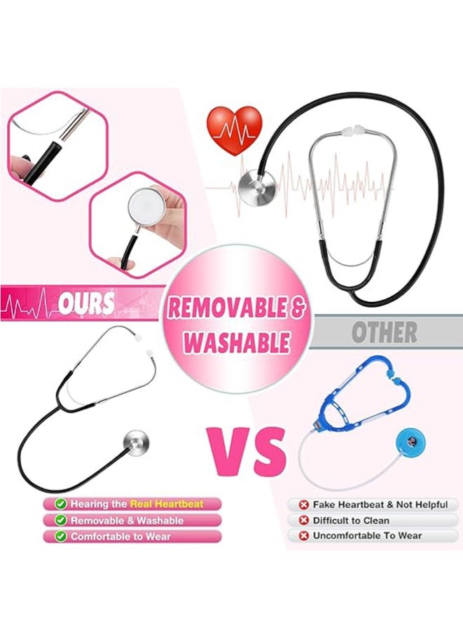 ماغيدا مجموعة كاملة من أزياء الطبيب التظاهري للأطفال: زيّ طبيب، معطف مختبر أبيض، سماعة طبية حقيقية - مناسبة للأعمار من 3 إلى 12 عامًا، مثالية لتقمص الأدوار والحفلات، 7 قطع - وردي. - Image 2