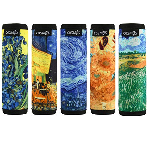 CM Pack of 5 Neoprene Luggage Handle Wrap Handle Grip Luggage Identifier for Travel Bag Luggage Suitcase (Painting Patterns - VANGO (5 Pcs)) - Image 1