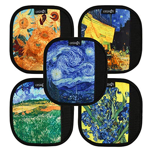 CM Pack of 5 Neoprene Luggage Handle Wrap Handle Grip Luggage Identifier for Travel Bag Luggage Suitcase (Painting Patterns - VANGO (5 Pcs)) - Image 2