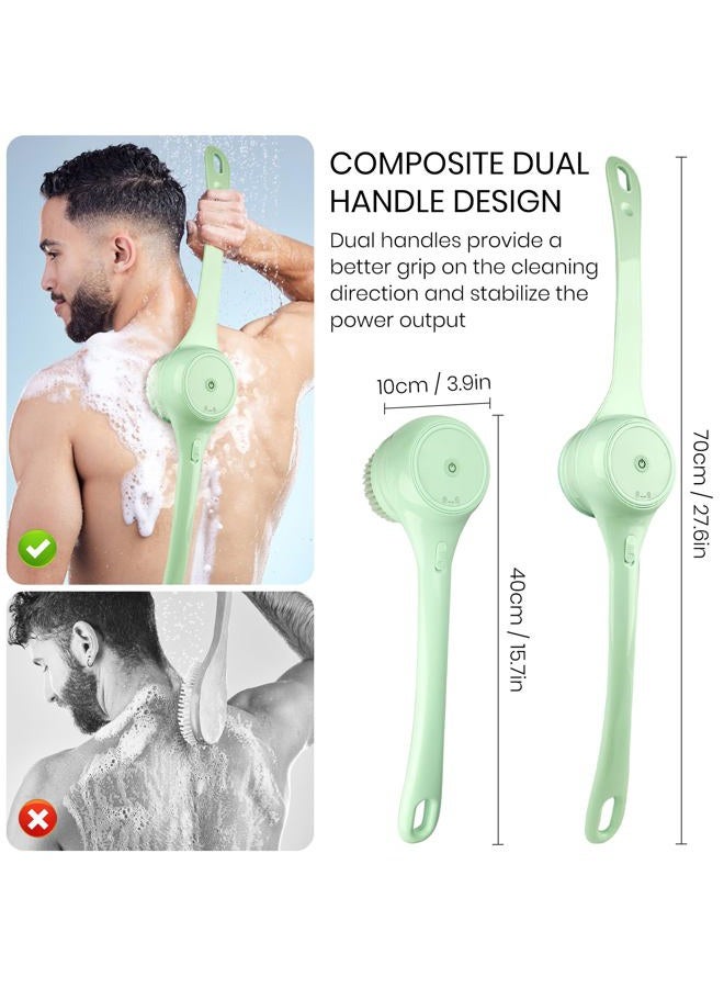 Keweis Electric Body Brush Back Scrubber For Shower, Auto Spinning Exfoliating Massage Bath Rechargeable, Dual Long Handle, Deep Cleansing, Waterproof, Rotating Brushes With 5 Heads - Image 3